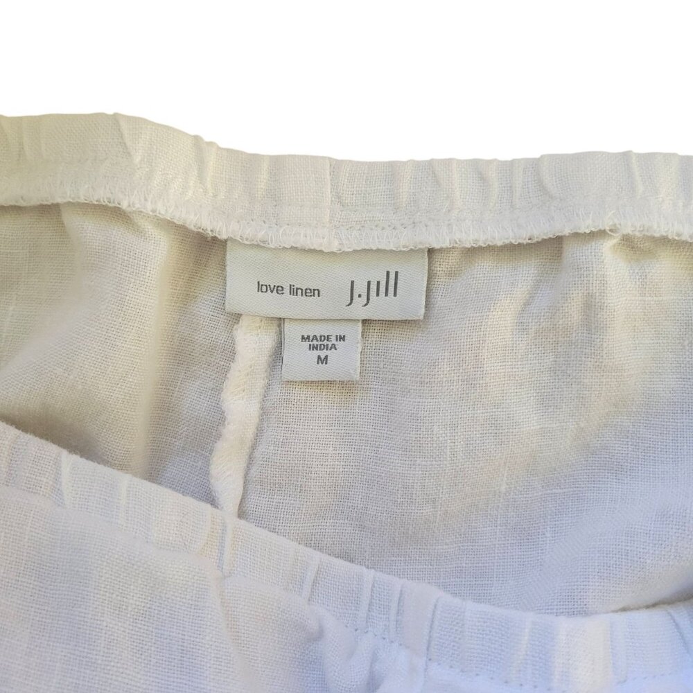 J. Jill Love Linen White Wide-Leg Pants Elastic Waist Pull-On Women's Medium - Picture 3 of 4